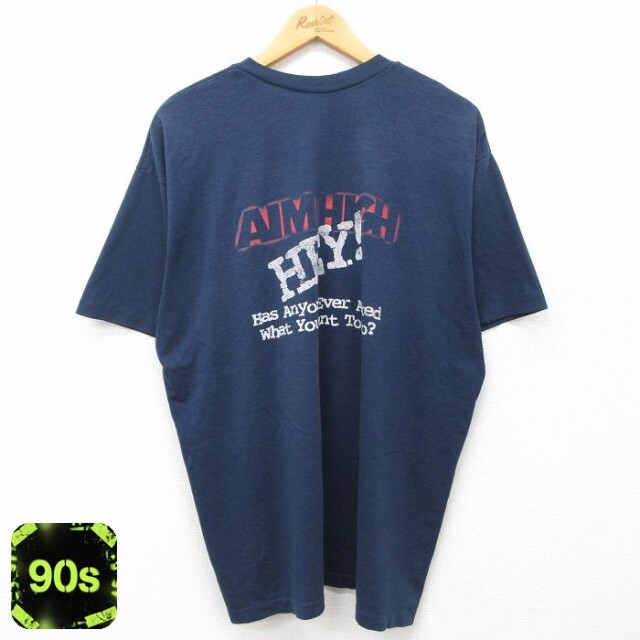 90s 半袖Tシャツ AIMHIGH ネイビー XL | 古着