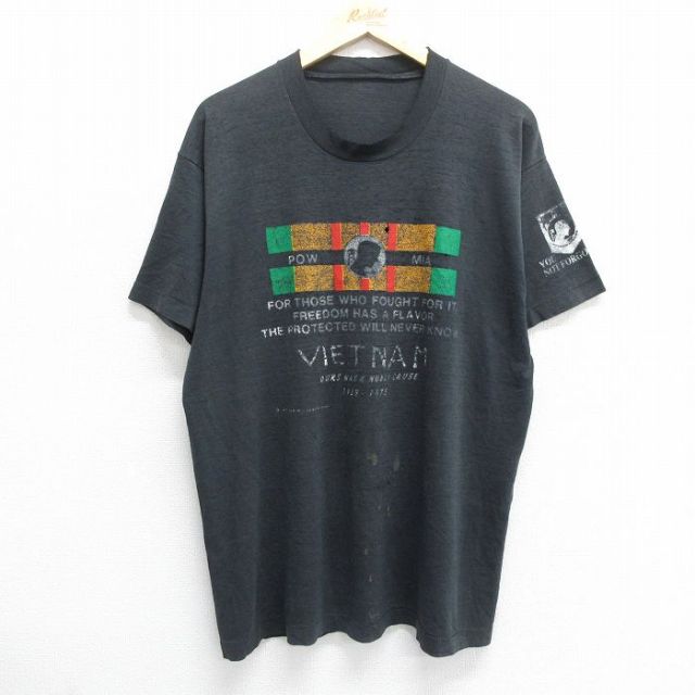 90s 半袖Tシャツ POWMIA ブラック XL | 古着