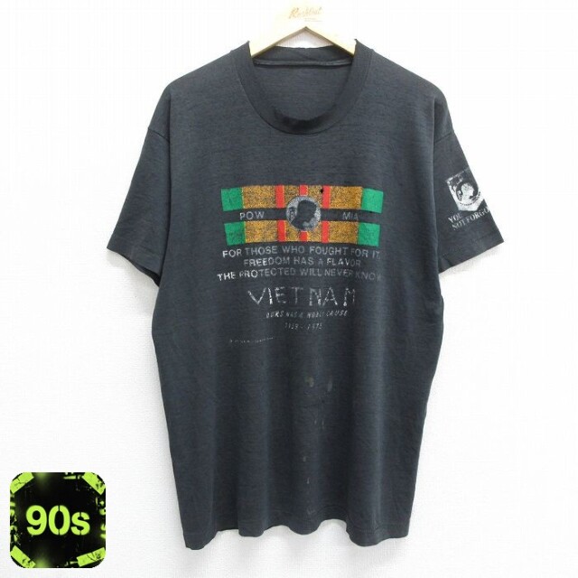 90s 半袖Tシャツ POWMIA ブラック XL | 古着