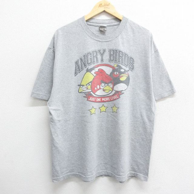 00s 半袖Tシャツ アングリーバード グレー霜降り XL | 古着
