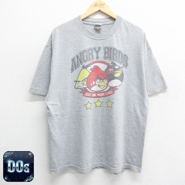 00s 半袖Tシャツ アングリーバード グレー霜降り XL | 古着