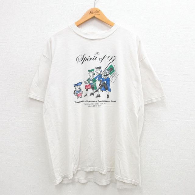 XL★古着 半袖 ビンテージ Tシャツ メンズ 00年代 00s ボストン 太鼓 自由の女神 大きいサイズ コットン クルーネック 白 ホワイト 24jul11 中古