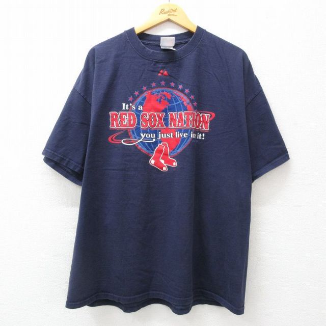 【50%OFF】マジェスティック 00s 半袖Tシャツ ボストンレッドソックス ネイビー XL | 古着