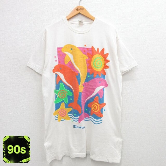 【50%OFF】90s 半袖Tシャツ イルカ ホワイト XL | 古着