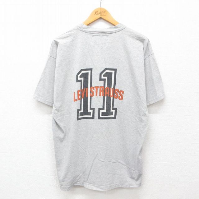 XL★古着 リーバイス Levis 半袖 ビンテージ Tシャツ メンズ 00年代 00s ビッグロゴ コットン クルーネック グレー 霜降り 24jul17 中古