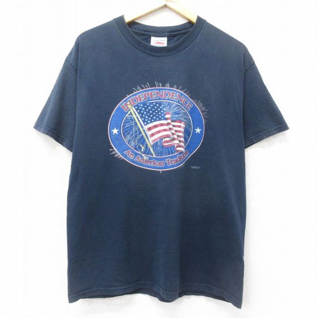 00s 半袖Tシャツ INDEPENDENCE 星条旗 ネイビー L | 古着