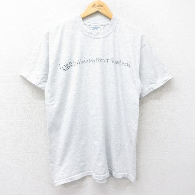 00s 半袖Tシャツ メッセージ グレー霜降り L | 古着