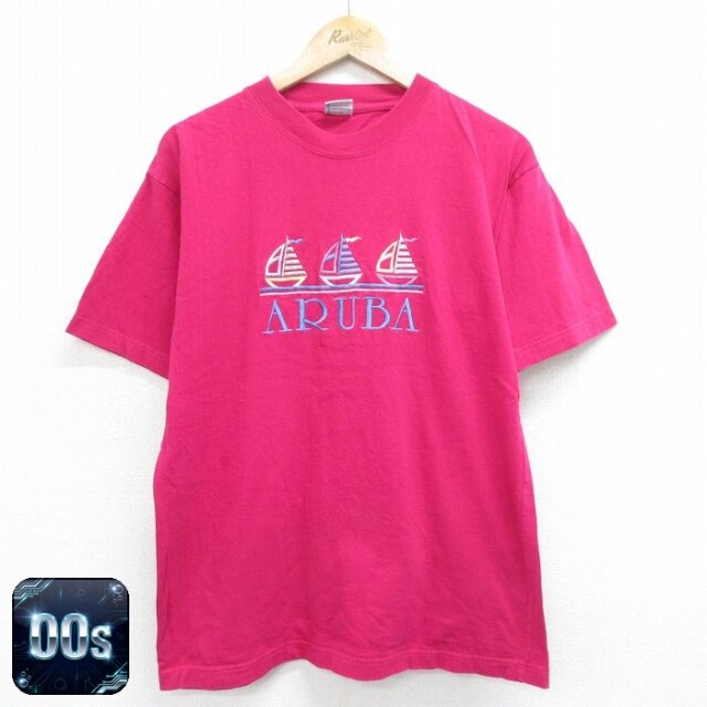 00s 半袖Tシャツ ARUBA 刺繍 ピンク L | 古着