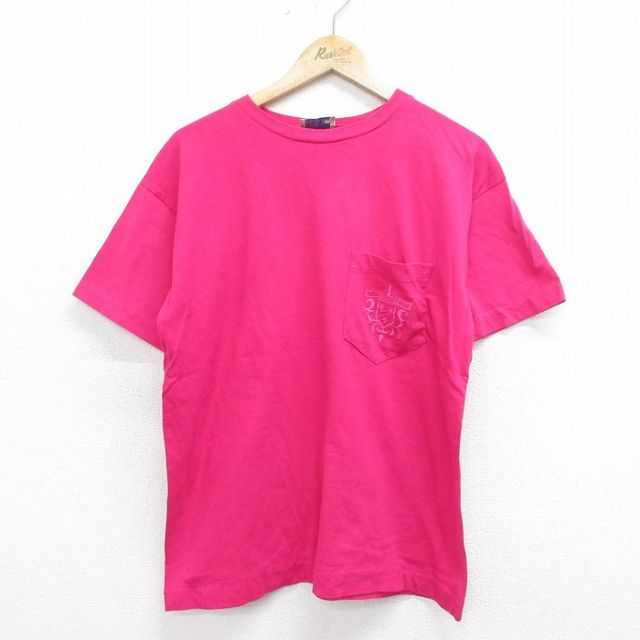 90s 半袖Tシャツ 胸ポケット付き ピンク L | 古着