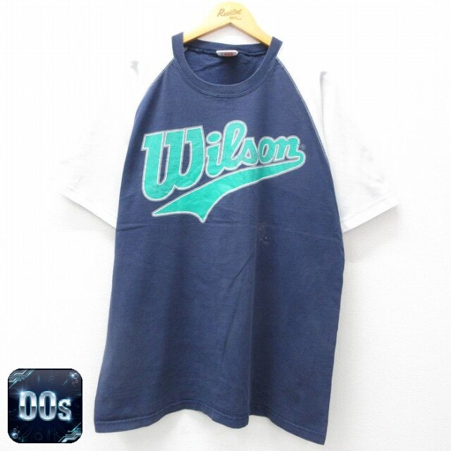 【50%OFF】ウィルソン 00s 半袖Tシャツ ビッグロゴ ネイビー メンズXL相当 | 古着