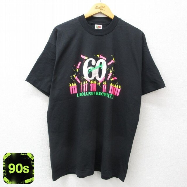 フルーツオブザルーム 90s 半袖Tシャツ ロウソク ブラック XL | 古着