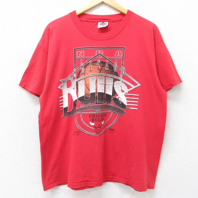 90s/NBA/CHICAGO/シカゴブルズ/Tシャツ/XL/コットン/RED