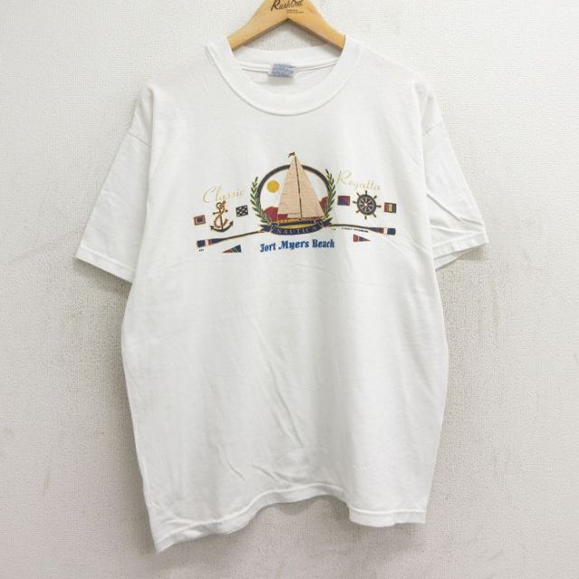 ヘインズ 90s 半袖Tシャツ ヨット ホワイト XL | 古着