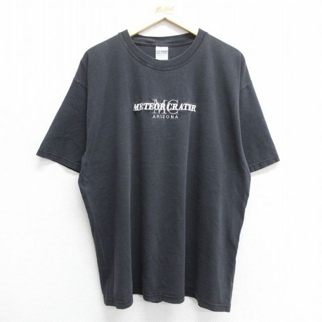 00s 半袖Tシャツ メテオクレーター 刺繍 ブラック XL | 古着