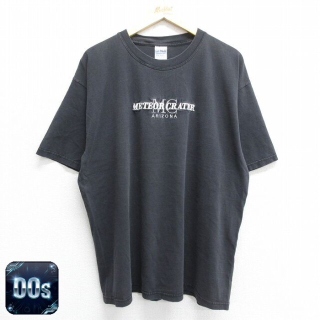 00s 半袖Tシャツ メテオクレーター 刺繍 ブラック XL | 古着