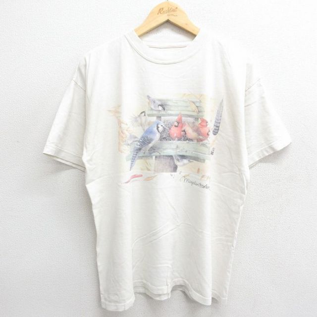 90s 半袖Tシャツ 鳥 ホワイト XL | 古着