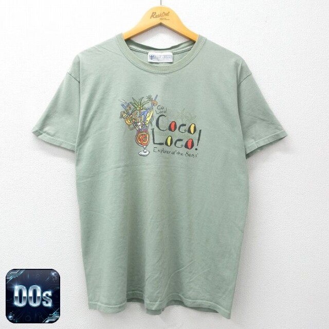 00s 半袖Tシャツ 魚ヤシの木 グリーン XL | 古着