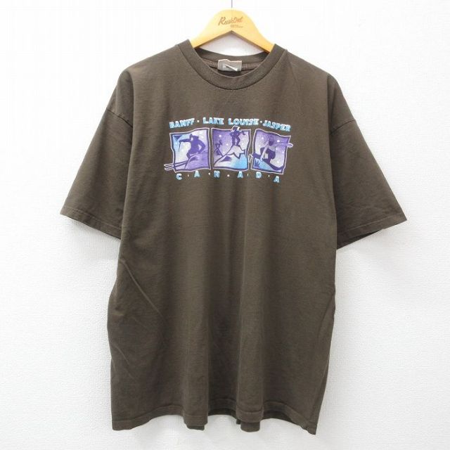 00s 半袖Tシャツ スキー ブラウン XL | 古着