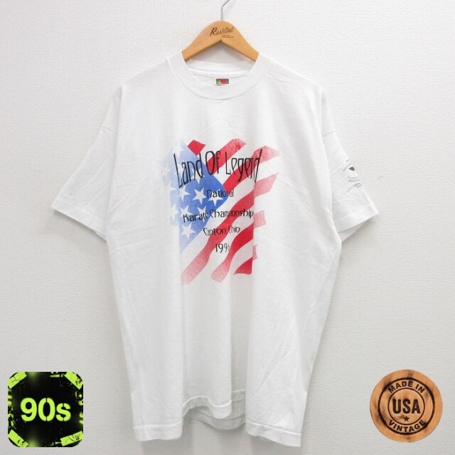 フルーツオブザルーム 90s 半袖Tシャツ 星条旗 ホワイト XL | 古着