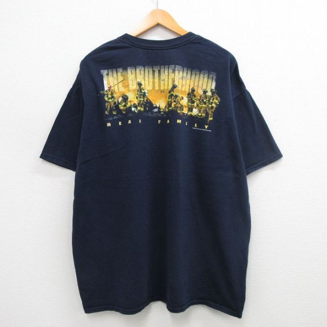 00s 半袖Tシャツ 消防士 ネイビー XL | 古着