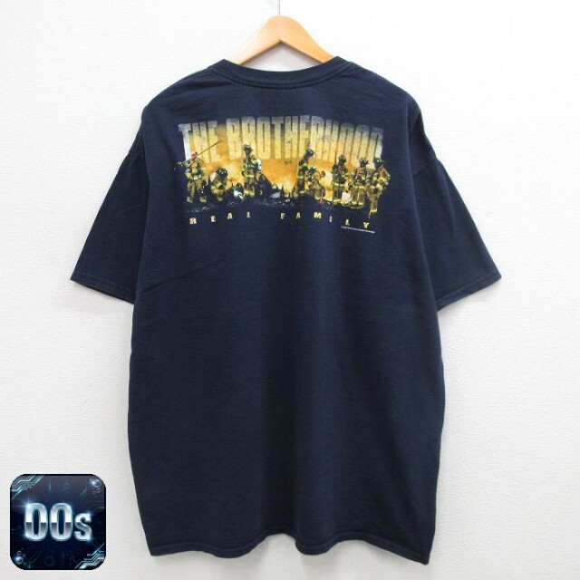 00s 半袖Tシャツ 消防士 ネイビー XL | 古着