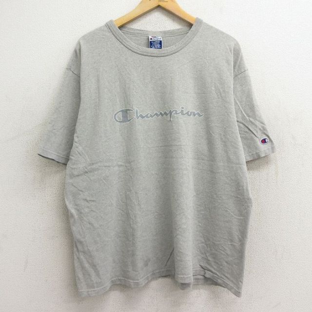 【50%OFF】チャンピオン 90s 半袖Tシャツ ビッグロゴ グレー霜降り XL | 古着