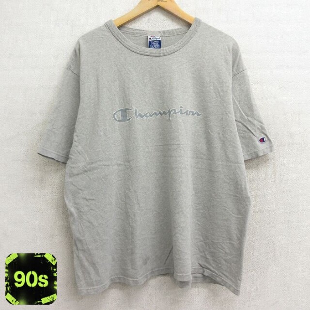 チャンピオン 90s 半袖Tシャツ ビッグロゴ グレー霜降り XL | 古着