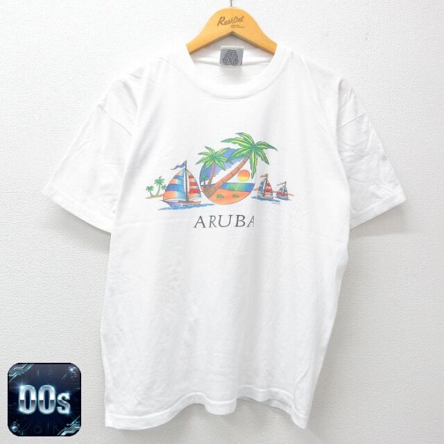 00s 半袖Tシャツ ヤシの木ヨット ホワイト XL | 古着