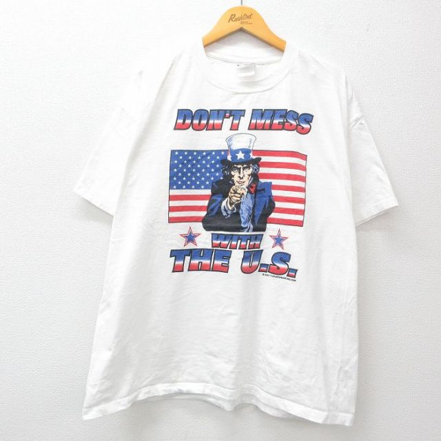 アンクルサム 00s 半袖Tシャツ 星条旗 ホワイト XL | 古着