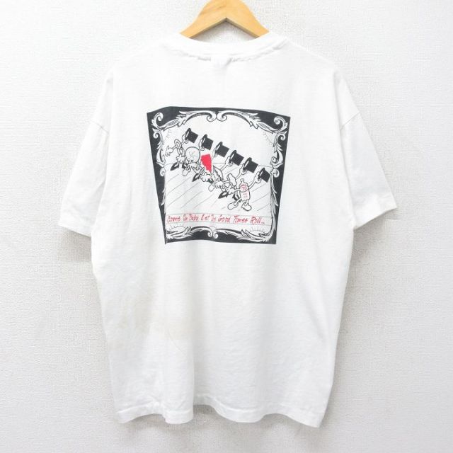 XL★古着 ヘインズ Hanes 半袖 ビンテージ Tシャツ メンズ 90年代 90s NORTHEAST HIGH SCHOOL 大きいサイズ クルーネック 白 ホワイト 24aug09 中古