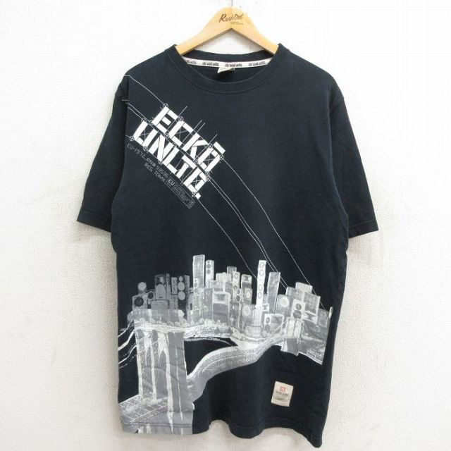 エコー 00s 半袖Tシャツ ビッグロゴ ブラック L | 古着