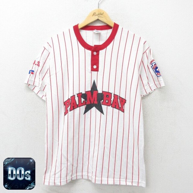 ラッセル 00s 半袖Tシャツ PALM レッドストライプ L | 古着