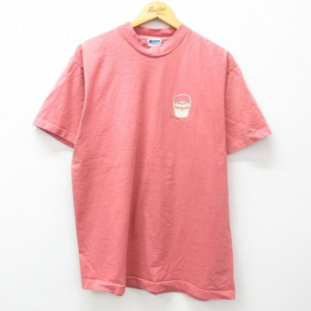 L★古着 半袖 ビンテージ Tシャツ メンズ 90年代 90s ナンタケット コットン クルーネック USA製 ピンク 25mar29 中古
