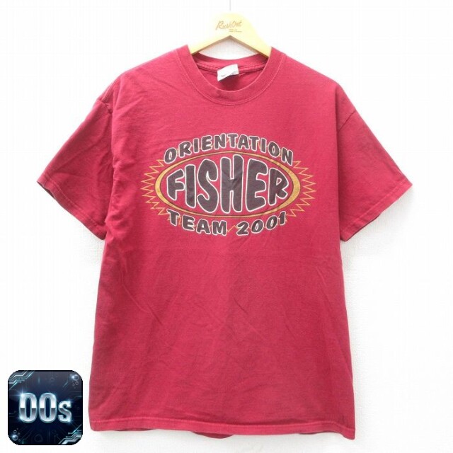 ヘインズ 00s 半袖Tシャツ FISHER バーガンディ L | 古着