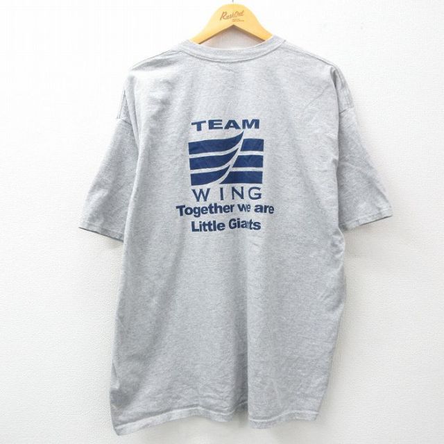 XL★古着 半袖 ビンテージ Tシャツ メンズ 00年代 00s TEAM WING 大きいサイズ クルーネック グレー 霜降り 25mar29 中古