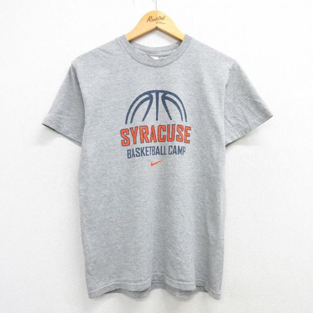 M★古着 ナイキ NIKE 半袖 ビンテージ Tシャツ メンズ 00年代 00s シラキュース バスケットボール JUST DO IT クルーネック グレー 霜降り 25mar29 中古