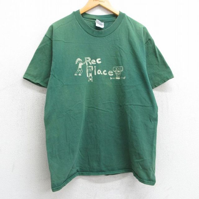 L★古着 ヘインズ Hanes 半袖 ビンテージ Tシャツ メンズ 00年代 00s 子供 コットン クルーネック 緑 グリーン 25mar29 中古