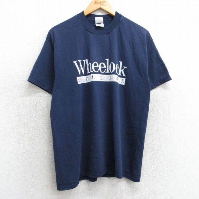L★古着 フルーツオブザルーム 半袖 ビンテージ Tシャツ メンズ 00年代 00s ウィーロック カレッジ クルーネック 紺 ネイビー 25mar29 中古
