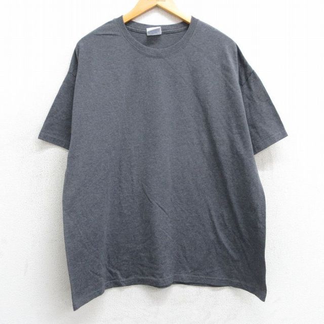 XL★古着 ヘインズ Hanes 半袖 ビンテージ Tシャツ メンズ 00年代 00s 無地 大きいサイズ クルーネック 濃グレー 霜降り 【spe】 25mar29 中古