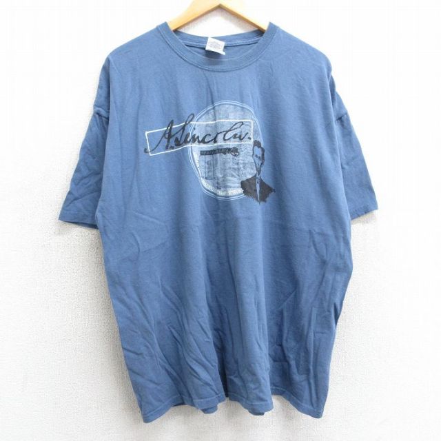 00s 半袖Tシャツ エイブラハムリンカーン ネイビー XL | 古着