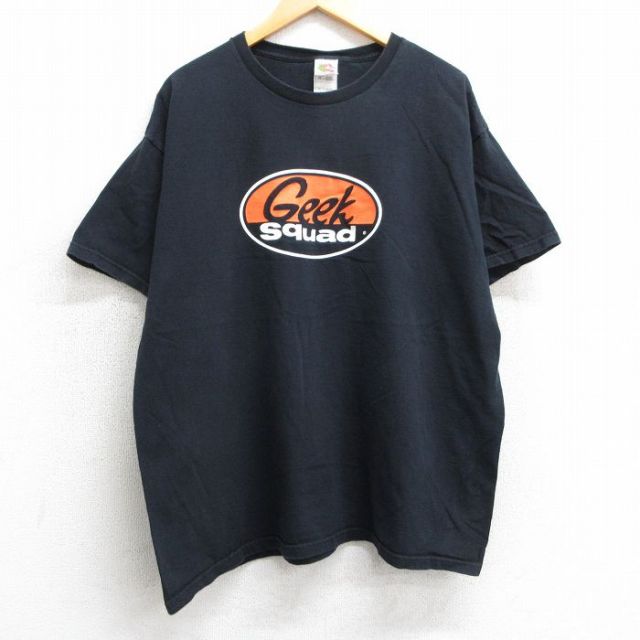 XL★古着 フルーツオブザルーム 半袖 ビンテージ Tシャツ メンズ 00年代 00s Geek squad 大きいサイズ コットン クルーネック 黒 ブラック 25mar31 中古