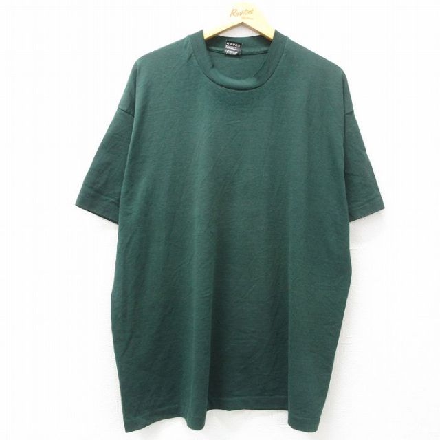 XL★古着 フルーツオブザルーム 半袖 ビンテージ Tシャツ メンズ 90年代 90s 無地 大きいサイズ クルーネック USA製 緑 グリーン 25apr01 中古