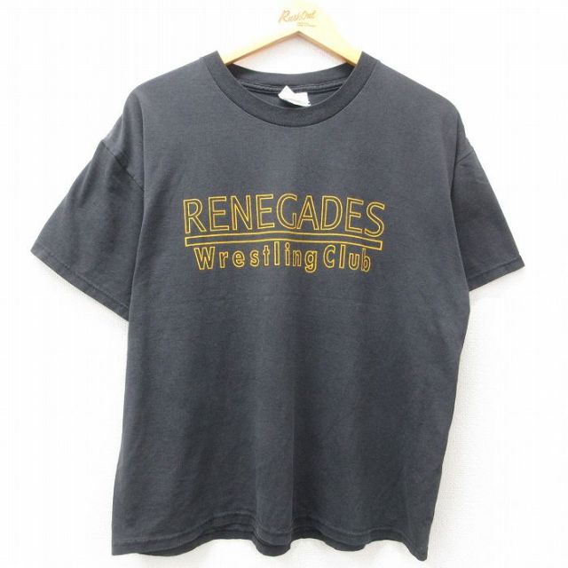 XL★古着 ヘインズ Hanes 半袖 ビンテージ Tシャツ メンズ 00年代 00s RENEGADES クルーネック 黒 ブラック 25apr01 中古