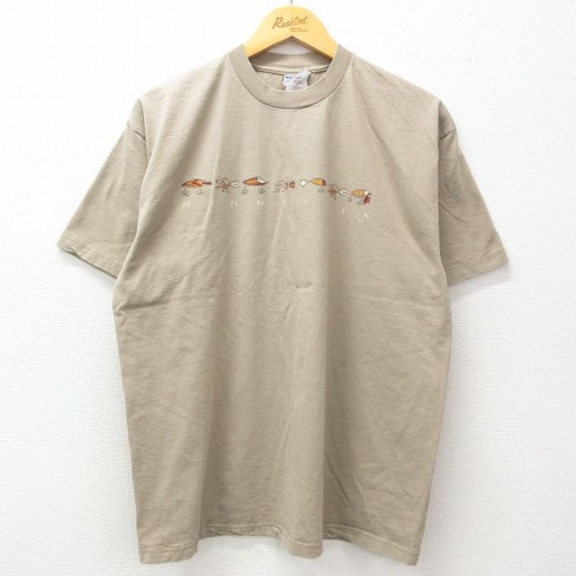 L★古着 ジャージーズ 半袖 ビンテージ Tシャツ メンズ 00年代 00s ミネソタ コットン クルーネック ベージュ系 カーキ 25apr01 中古