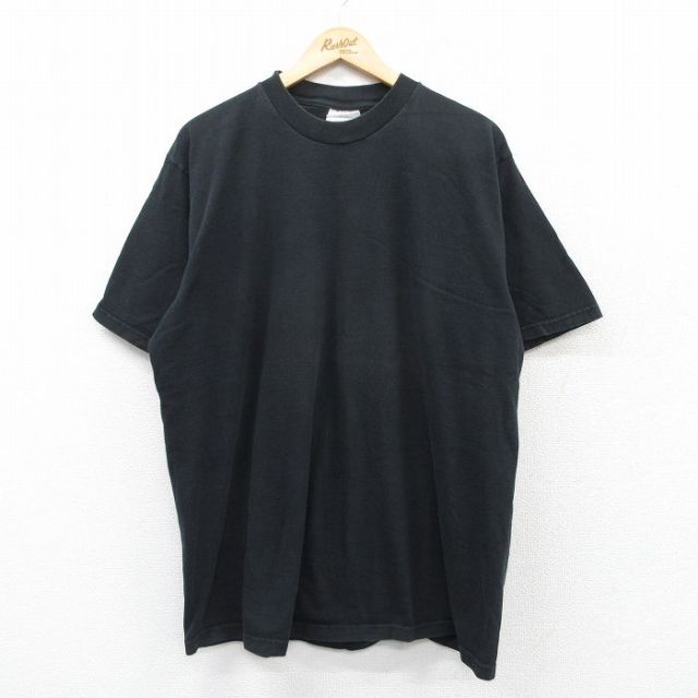 XL★古着 フルーツオブザルーム 半袖 ビンテージ Tシャツ メンズ 00年代 00ｓ 無地 大きいサイズ コットン クルーネック 黒 ブラック 25apr02 中古
