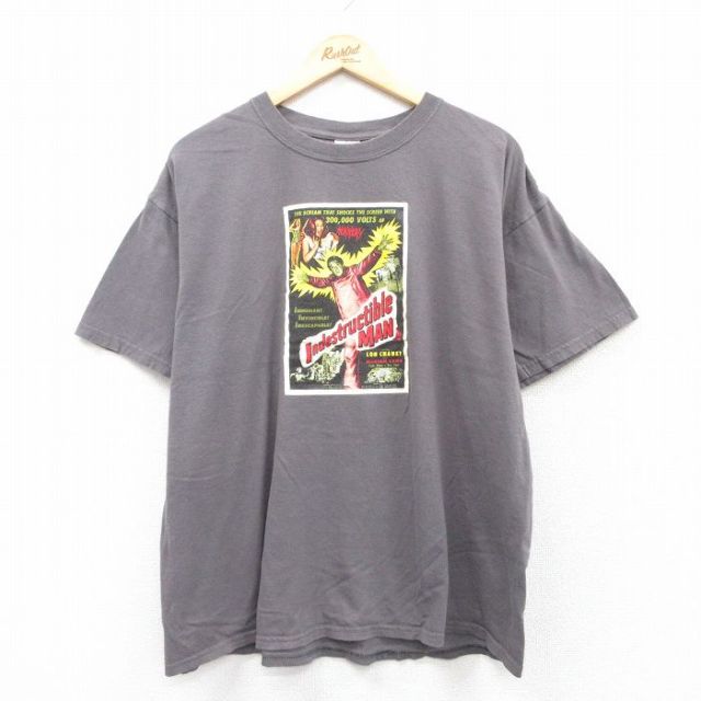 XL★古着 半袖 ビンテージ Tシャツ メンズ 00年代 00s 映画 不死身の男の復讐 大きいサイズ コットン クルーネック 濃グレー 【spe】 25apr02 中古