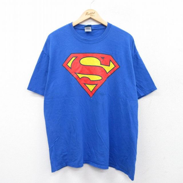 【50%OFF】XL★古着 半袖 ビンテージ Tシャツ メンズ 00年代 00s DCコミックス スーパーマン 大きいサイズ コットン クルーネック 青 ブルー 25apr02 中古