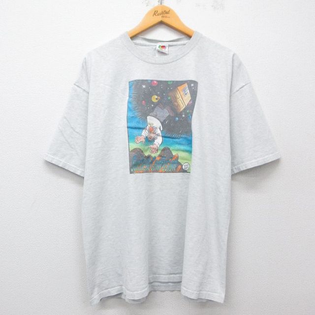 XL★古着 フルーツオブザルーム 半袖 ビンテージ Tシャツ メンズ 00年代 00s Synthetic 大きいサイズ クルーネック 薄グレー 霜降り 25apr02 中古