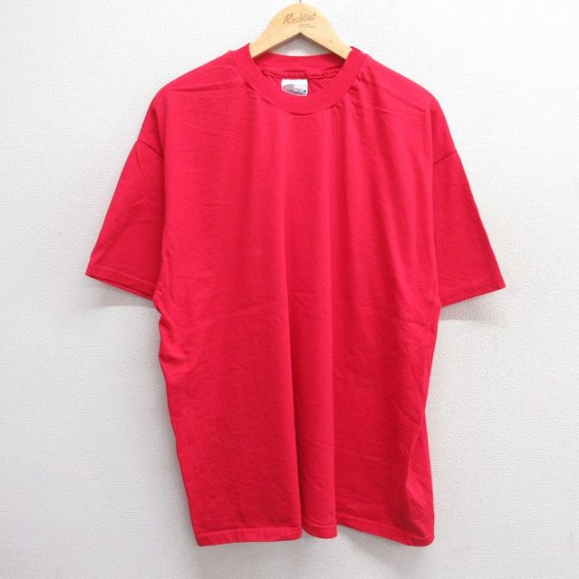 XL★古着 ヘインズ Hanes 半袖 ビンテージ Tシャツ メンズ 90年代 90s 無地 大きいサイズ コットン クルーネック USA製 赤 レッド 25apr03 中古