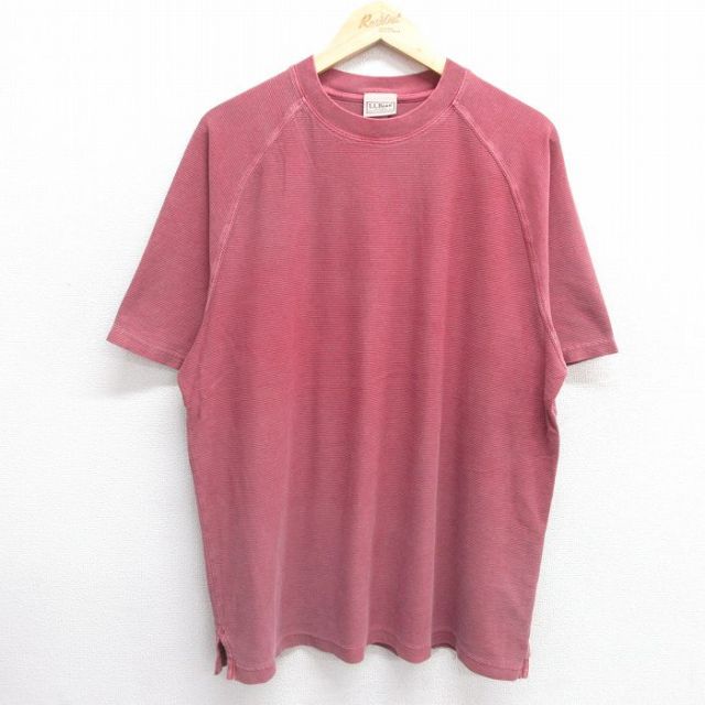 XL★古着 エルエルビーン LLBEAN 半袖 ビンテージ Tシャツ メンズ 00年代 00s 無地 ラグラン 大きいサイズ コットン クルーネック エンジ他 ボーダー 25apr03 中古